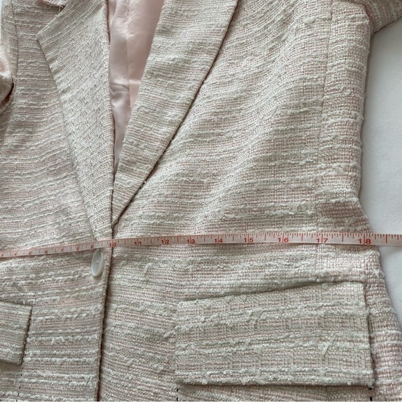Walter Baker Boucle Blazer pink white metallic gold thread single-breast size L - Picture 13 of 16